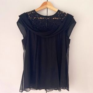 Nanette Lepore Waterfall Blouse, Black, Size 4